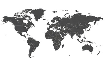 Fototapeta premium Black and White World Map Vector Illustration on White Background