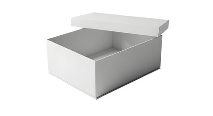 Naklejka premium White cardboard shoe box with open lid, isolated on transparent background
