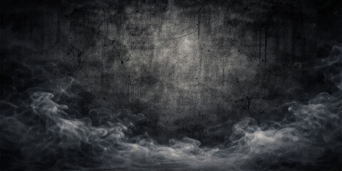 Obraz premium Dramatic black and white smoke textures swirl like a dark storm cloud or misty fog against a night sky backdrop to create a moody motion pattern of steam and light