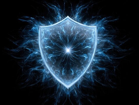 shield with energy field isolated on a black background