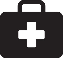 Obraz premium First aid kit with cross vector icon minimalist flat silhouette EPS.