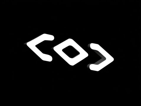 code bracket symbol isolated on a black background