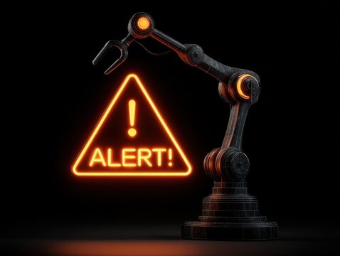 machine downtime alert isolated on a black background