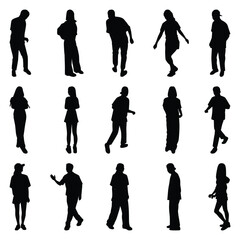 Vector collection set of individual people silhouettes.	
