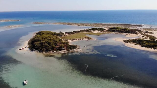 Aerial View of Rabbit Island (Isola dei Conigli) in Porto Cesareo, Puglia, Italy