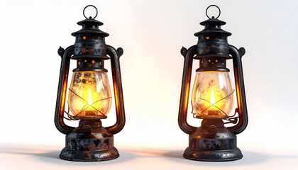 Vintage lantern isolated on white background, classic decorative lighting