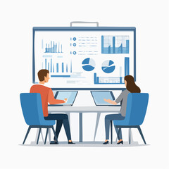 Modern Corporate Strategy Meeting Vector Illustration with Faceless Business Team