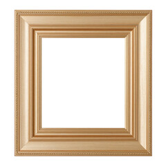 Empty Gold Picture Frame Placed on a White Background for Display Purposes and Art Mounting