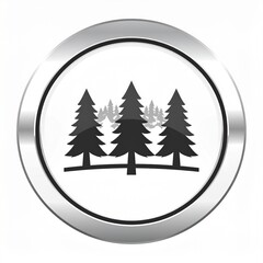 Obraz premium Minimalist chrome car emblem with black forest silhouette for modern design