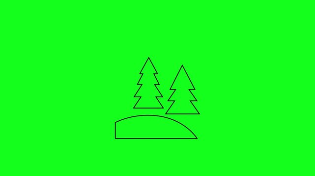 Animated Pine Trees Icon, Sustainable Nature Forest Symbol, 4K Green Screen