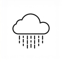 Rain cloud with water droplets isolated on white background minimal design