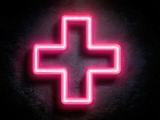 Fototapeta premium neon plus symbol isolated on a black background