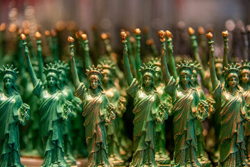 New York, USA - September 28th 2014 - Miniature statue of liberty models at a souvenir shop in Chinatown in New York City. © MediumShot