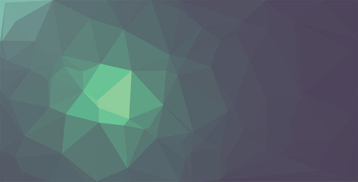 Geometric illustration of a polygonal shape with various shades of green on a dark background, viewed from a straight-on perspective, file reference n6.eps