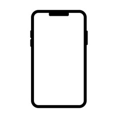 スマホ画面フレームのシルエット（ノッチ付き／縦型モックアップ） © lemon