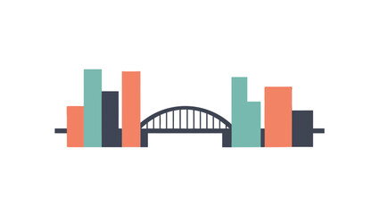 Obraz premium Bar chart featuring an arch bridge silhouette in the center