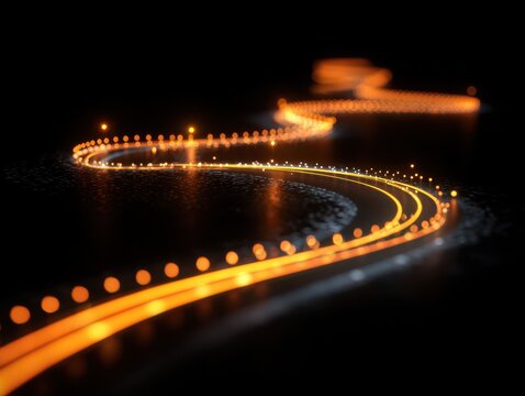 navigation route glow isolated on a black background