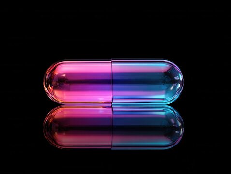pill capsule glow isolated on a black background