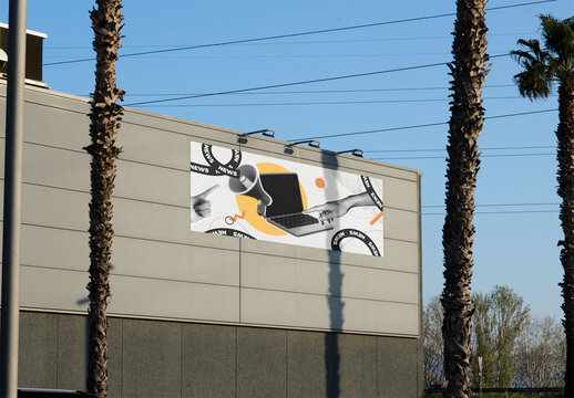 Real photo of wharehouse signboard. PSD mockup ready for your design.