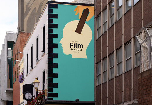 Real photo of empty wallscape, Dublin Corner. PSD mockup Templates