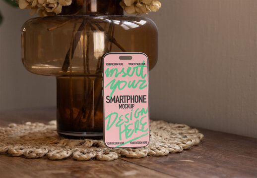 Real photo of Mockup of smartphone screen. PSD mockup for your logo design.