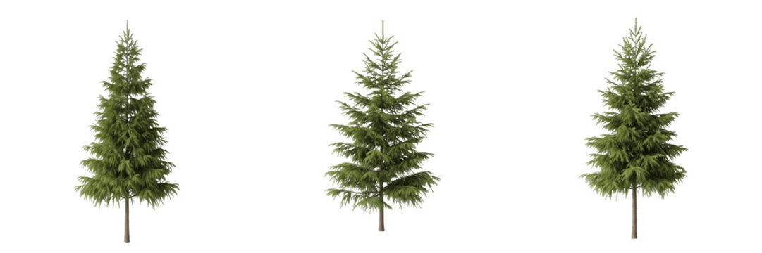 Hemlock tree isolated on white background, standing on white floor &ndash; Tsuga spp., temperate hemlock, evergreen hemlock, ornamental hemlock, forest tree, hemlock leaves, hemlock trunk, hemlock tree