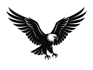 Obraz premium Black Eagle Illustration Soaring Through the Air, Front View Graphic