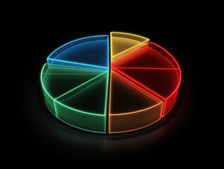 Fototapeta premium pie chart neon isolated on a black background