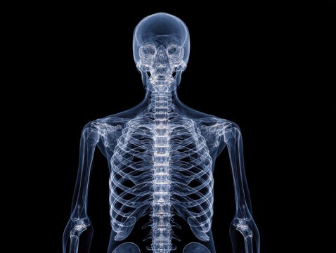 x ray skeleton glow isolated on a black background