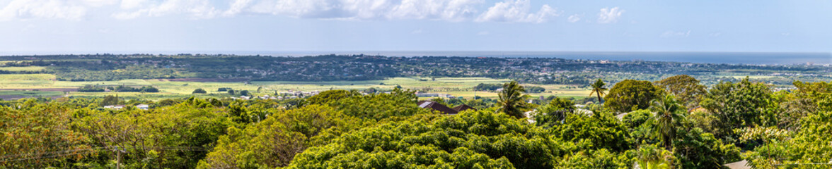 Fototapeta premium An ultra wide angle view from Gun Hill towards Bridgetown in Barbados in January
