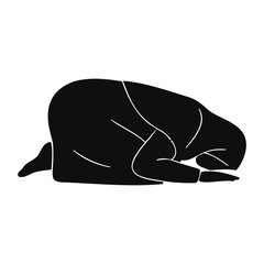 Fototapeta premium Silhouette of Muslim Woman Praying Sujud Position Islamic Worship