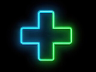 Fototapeta premium neon plus symbol isolated on a black background