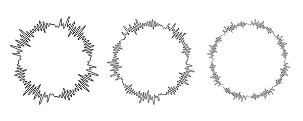 Sound wave circular line pattern. Round music vector, abstract radial icon