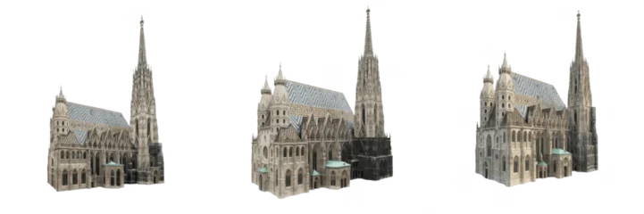 Fototapeten Weinen St. Stephen’s Cathedral Vienna Austria isolated on white background, iconic Gothic church landmark, Stephansdom Wien, Vienna cathedral architecture cutout PNG, white floor, no shadow, Europe travel mo  © Bagwan