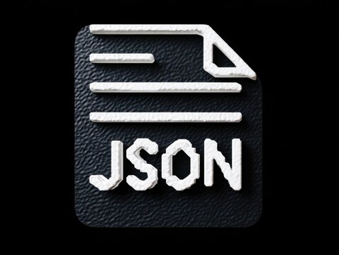 json file icon isolated on a black background