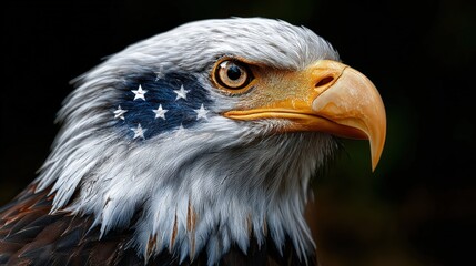 Bald Eagle with American Flag Pattern on Face