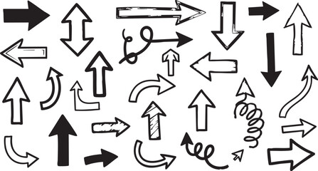 Hand Drawn Doodle Arrow Set - Sketchy Directional Vector Symbols