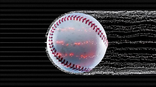 Photorealistic Baseball Flying Animation of Spinning 3D Ball , ball aerodynamics, 3d render close-up, high detail, alpha channel, Sport Concept 4k