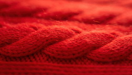 Warm red wool knit sweater fabric texture