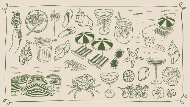 La Dolce Vita vector illustration collection. Art for greeting cards, wedding invitations, poster design, postcards, branding, logo design, background. 