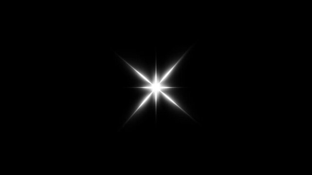 Sparkle Star Twinkling Glitter Burst on Black Screen, Flat Vector Cartoon Shining Lights with Retro Blink Effect, Festive Night Sky Overlay Motion Graphics in 4K Loop