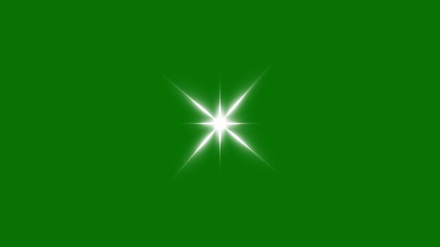 Sparkle Star Twinkling Glitter Burst on Green Screen, Flat Vector Cartoon Shining Lights with Retro Blink Effect, Festive Night Sky Overlay Motion Graphics in 4K Loop