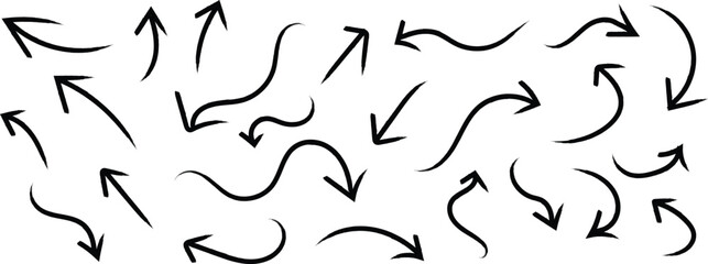 Collection of hand drawn arrows pointing in various directions