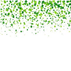 Green clover leaves border . Natural frame. St.Patrick 's Day. foliage shamrock.