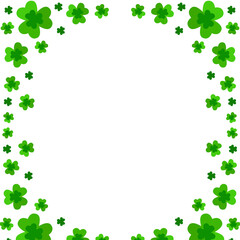 Green clover leaves frame. St.Patrick 's Day. foliage shamrock.