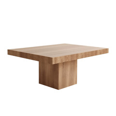 Modern Wooden Table With Square Top and Block Base in Neutral Color