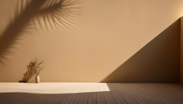 Biege Wall With The Shadow Minimalist Background