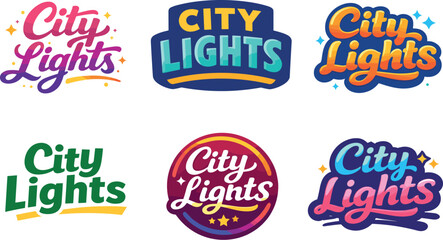 Obraz premium Clean modern holiday banner illustration displaying modern lettering logo set for City Lights, professional logo-style typography