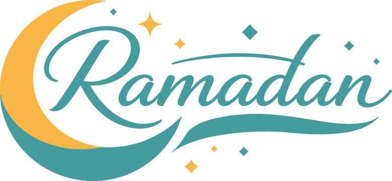 Ramadan Kareem Greeting with Elegant Calligraphy, Crescent Moon and Stars Vector Illustration
