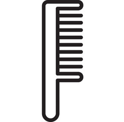 Comb icon in bold black outline, minimalist hair care symbol isolated on white background for salon branding, beauty app UI, grooming product packaging and signage